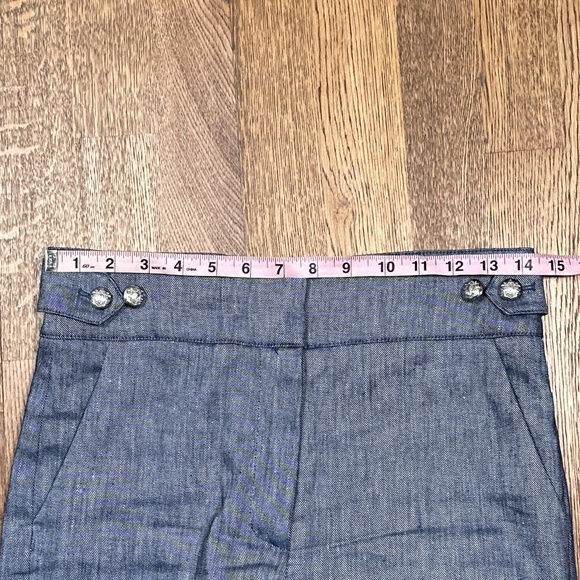 Veronica Beard Aubrie Linen Blend Blue Melange Wide Leg Cropped Pants Womens 4 - Picture 10 of 11